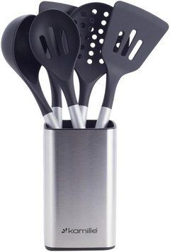 Набір кухонного приладдя Kamille Kitchen Utensils 5 аксесуарів на сталевий підставці (арт. 32323912) фото