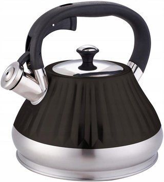 Чайник Kamille Whistling Kettle Marshmallow 3л з нержавіючої сталі зі свистком, чорний (арт. 32329194) фото