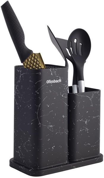 Підставка-колода Ofenbach Black Marble для кухонних ножів і ножиць 21.5х13х23см подвійна (арт. 32323990) фото