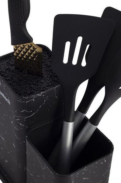 Підставка-колода Ofenbach Black Marble для кухонних ножів і ножиць 21.5х13х23см подвійна (арт. 32323990) фото