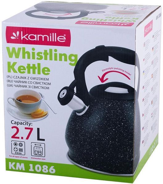 Чайник Kamille Whistling Kettle Marble 2.7л з нержавіючої сталі зі свистком (арт. 32323898) фото
