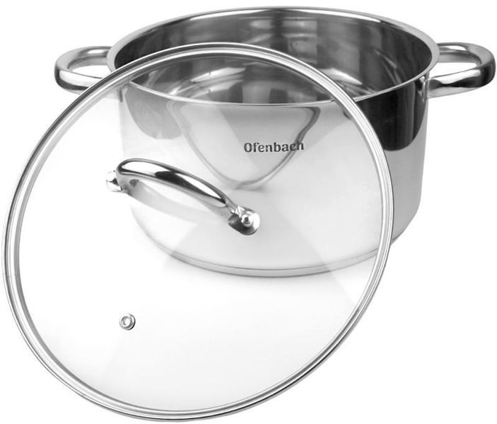 Каструля індукційна Ofenbach Casserole із нержавіючої сталі 5.5л зі скляною кришкою (арт. 32329264) фото