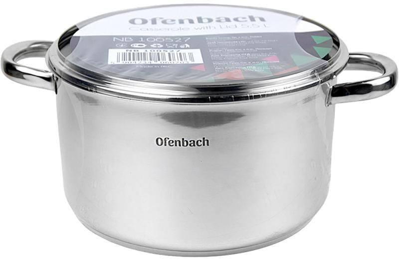 Каструля індукційна Ofenbach Casserole із нержавіючої сталі 5.5л зі скляною кришкою (арт. 32329264) фото