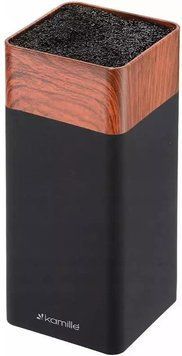 Підставка Kamille Acacia Black, колода для ножів 9.5х9.5х22см з поліпропіленовим наповнювачем (арт. 32329140) фото