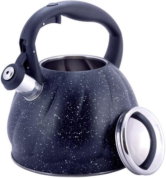 Чайник Kamille Whistling Kettle Marble 3л з нержавіючої сталі зі свистком (чорний мармур) (арт. 32329215) фото