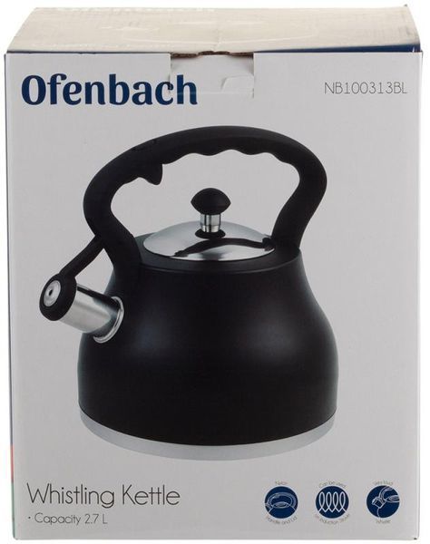 Чайник Ofenbach Black 2.7л нержавіюча сталь, зі свистком (арт. 32329299) фото