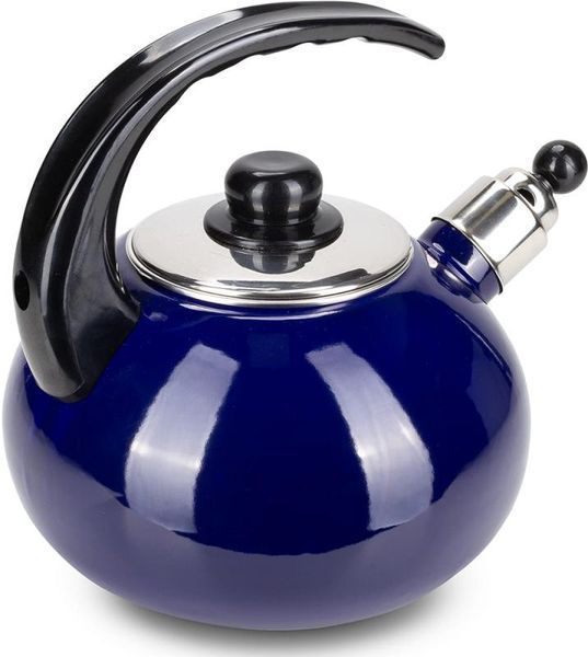 Чайник емальований Kamille "Boiling Water" 2.5л зі свистком, синій глянець (арт. 32329209) фото