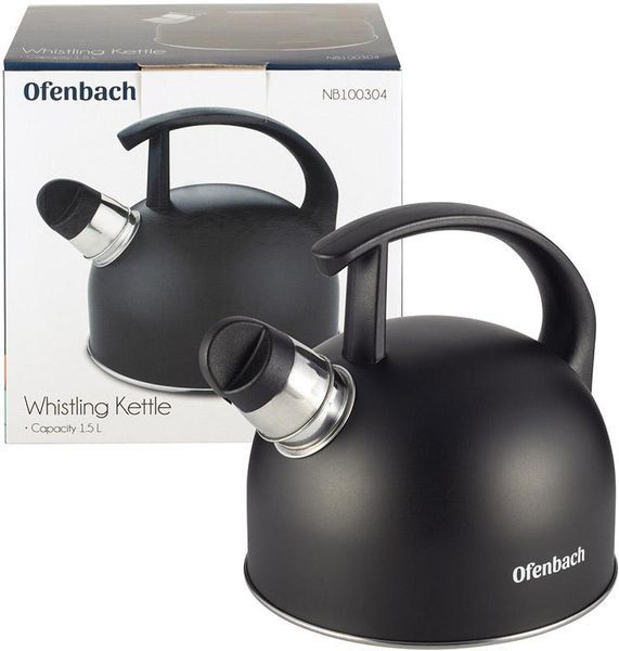 Чайник Ofenbach Magic Kettle 1.5л з нержавіючої сталі зі свистком, чорний матовий (арт. 32324035) фото