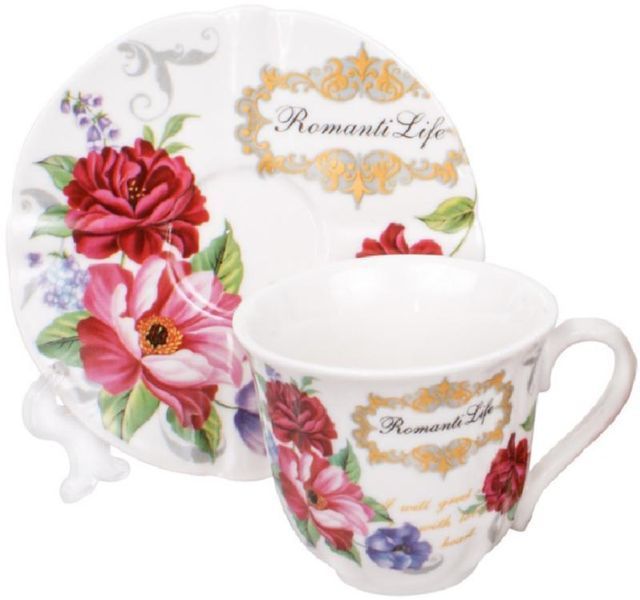 Кавова чашка Romantic Life 90мл із блюдцем у подарунковій коробці (арт. 32330056) фото